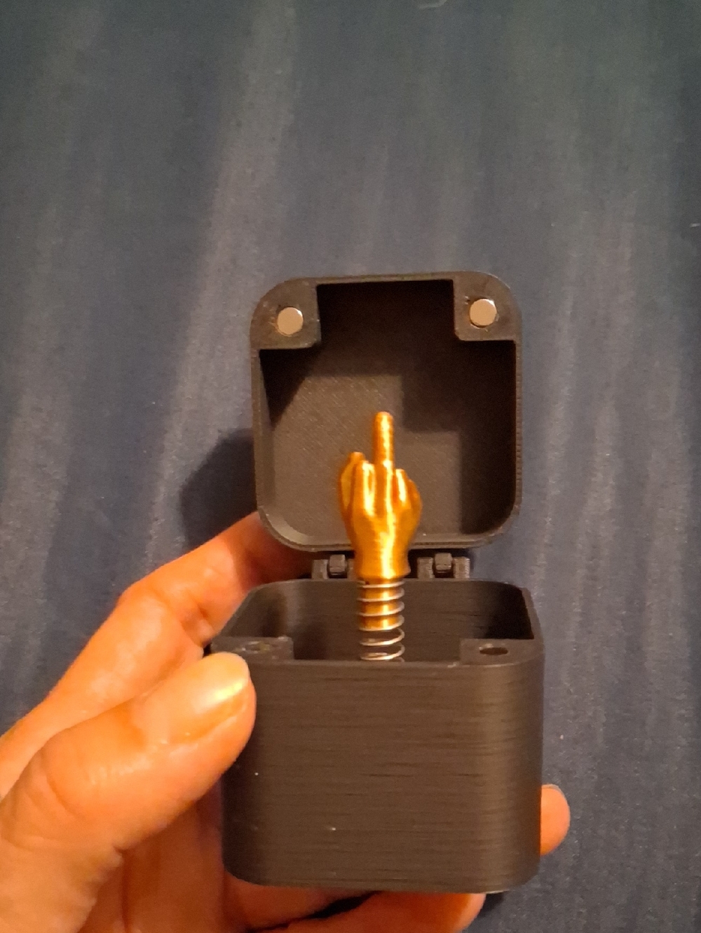 Novelty Black Box with Gold Middle Finger Pop-Up